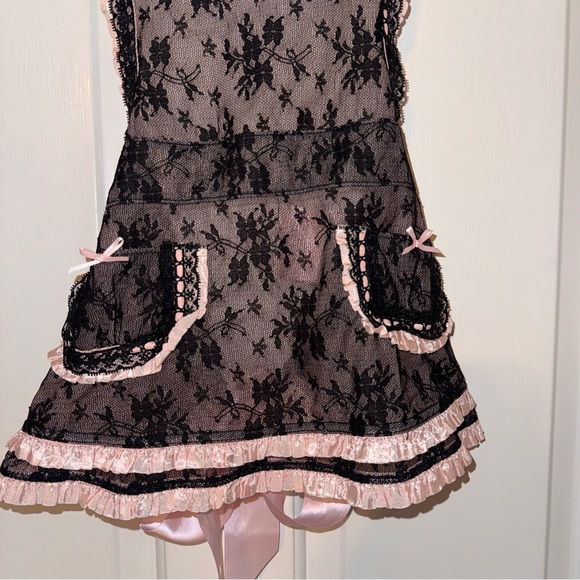 Victoria's Secret Black Pink Lace French Maid Lingerie Apron almost vintage 34B - Picture 7 of 14